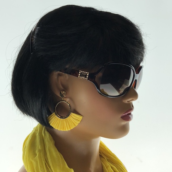 Oleg Cassini Huge Round Tortoise Shell Frame Medium Arm Yellow Tint - Picture 3 of 7